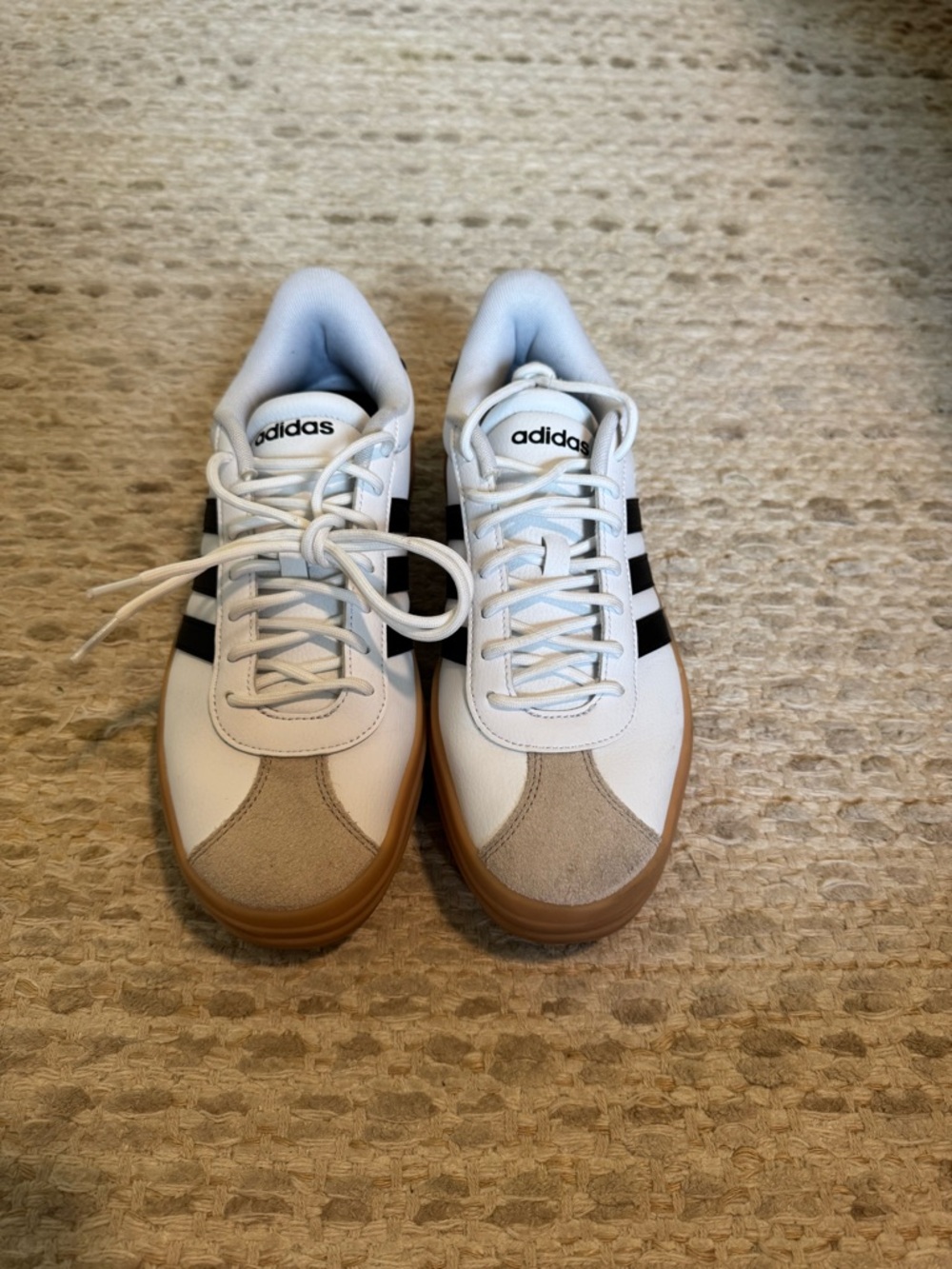 adidas Women’s White, Black and Gum-Trim Sneakers